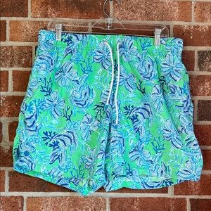 Lilly Pulitzer men's size XL keeping it reel swim trunks shorts green blue print